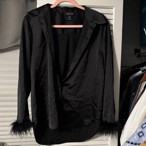 Rachel Zoe Black Satin Blouse